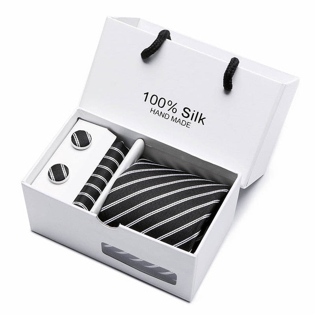 100% Silk 3pc Men's Plaid Tie Set Extra Long Woven Neck Ties Suit Gift Box