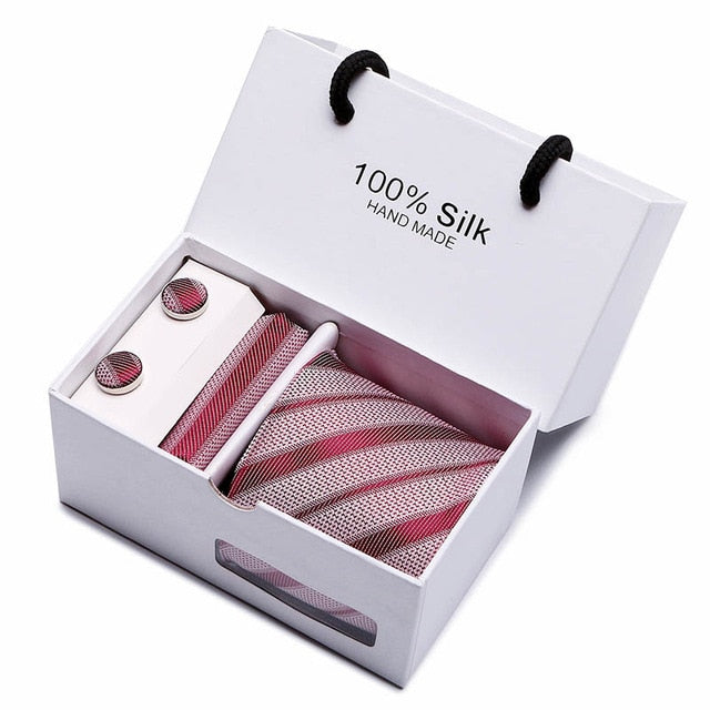 100% Silk 3pc Men's Plaid Tie Set Extra Long Woven Neck Ties Suit Gift Box