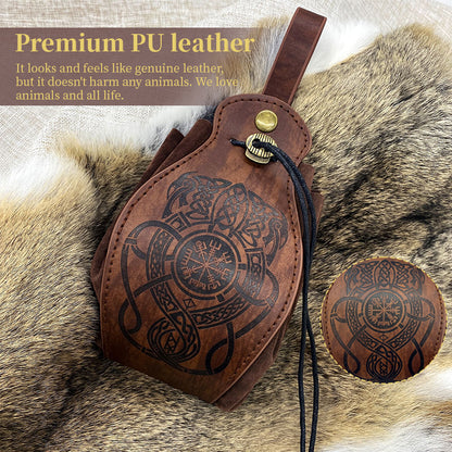 Unisex RPG Faux Leather Dice Tray Drawstring Pouch Set 5-Piece Gaming Essentials