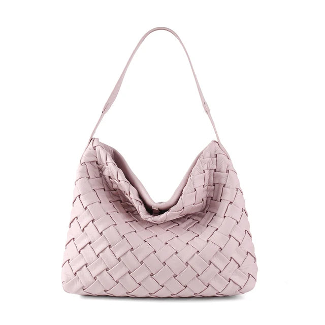 Woven PU Tote Bag - Large Capacity Shoulder Bag, Stylish Handbag for Women