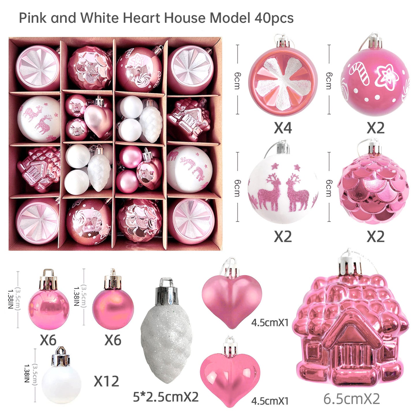 Christmas Tree Ornament Set Premium Bulk Pack Collection Assorted Designs Xmas