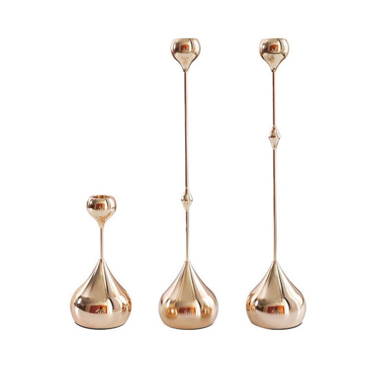 Silver Metal Teardrop Candelabra Trio Romantic Art Table Decor Dining Wedding