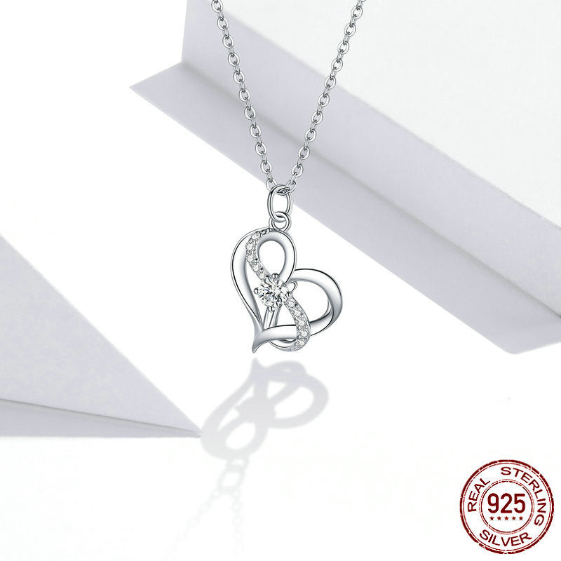 Sterling Silver Heart Pendant Necklace Luxurious Elegant Gift Women Jewellery
