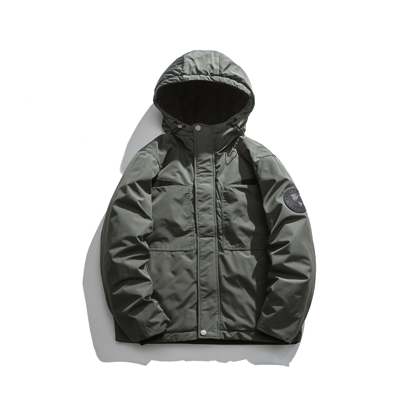 Winter Insulated Duck Down Hooded Jacket Zipper Long Sleeve Thermal Outerwear