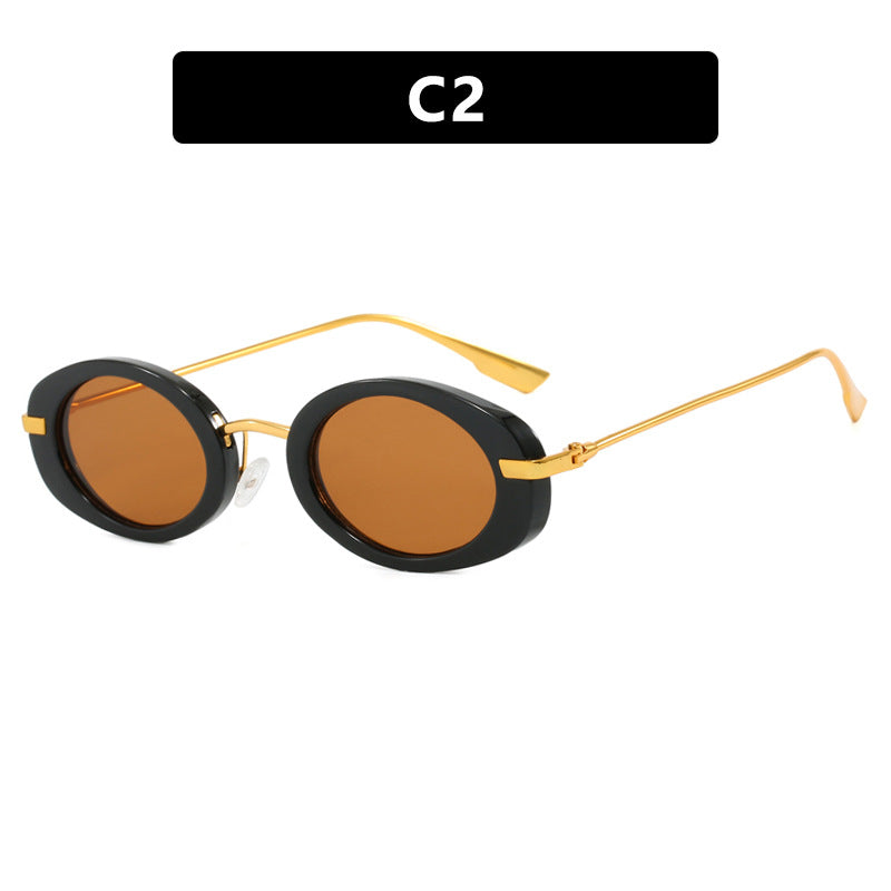 Women's Small Frame Oval Retro Sunglasses UV Protection Lightweight Fashion Accessory