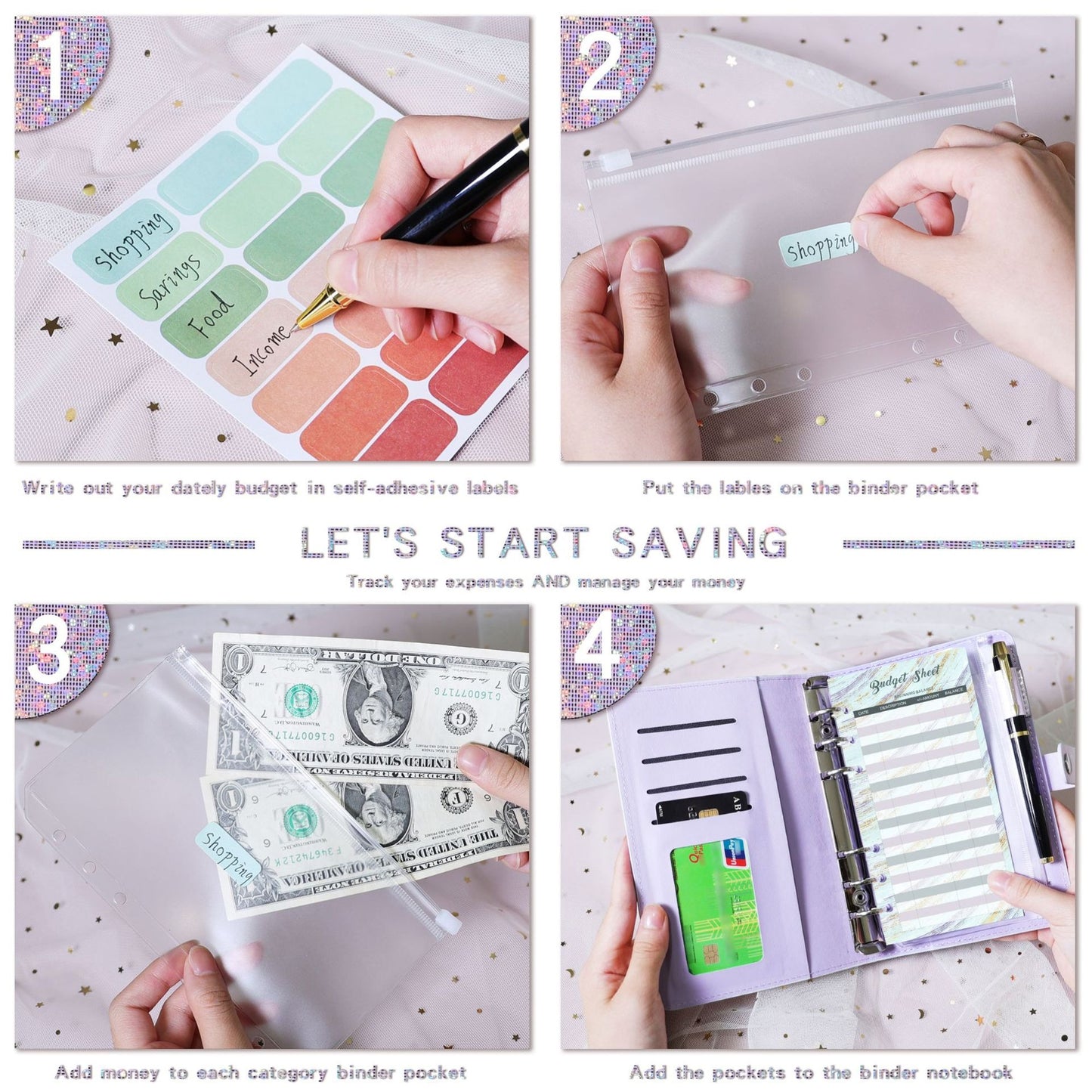 A6 Glitter Bookkeeping Notebook Budget Financial Planning Manual Accounts Book