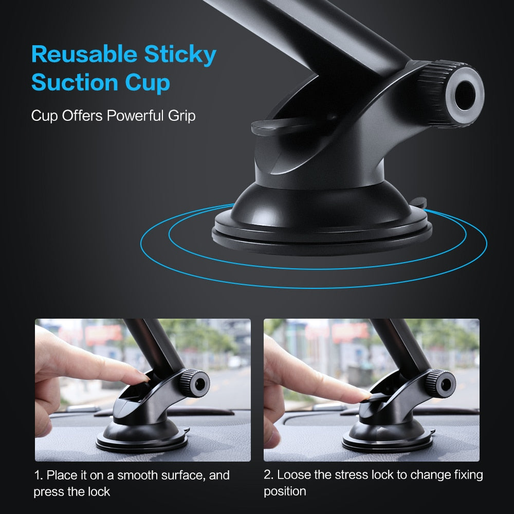 360-Degree Rotatable Car Phone Holder Extendable Arm Dashboard Windshield Mount