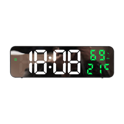 Mirror Digital LED Wall Clock Electronic Alarm Clock Temperature Humidity Display