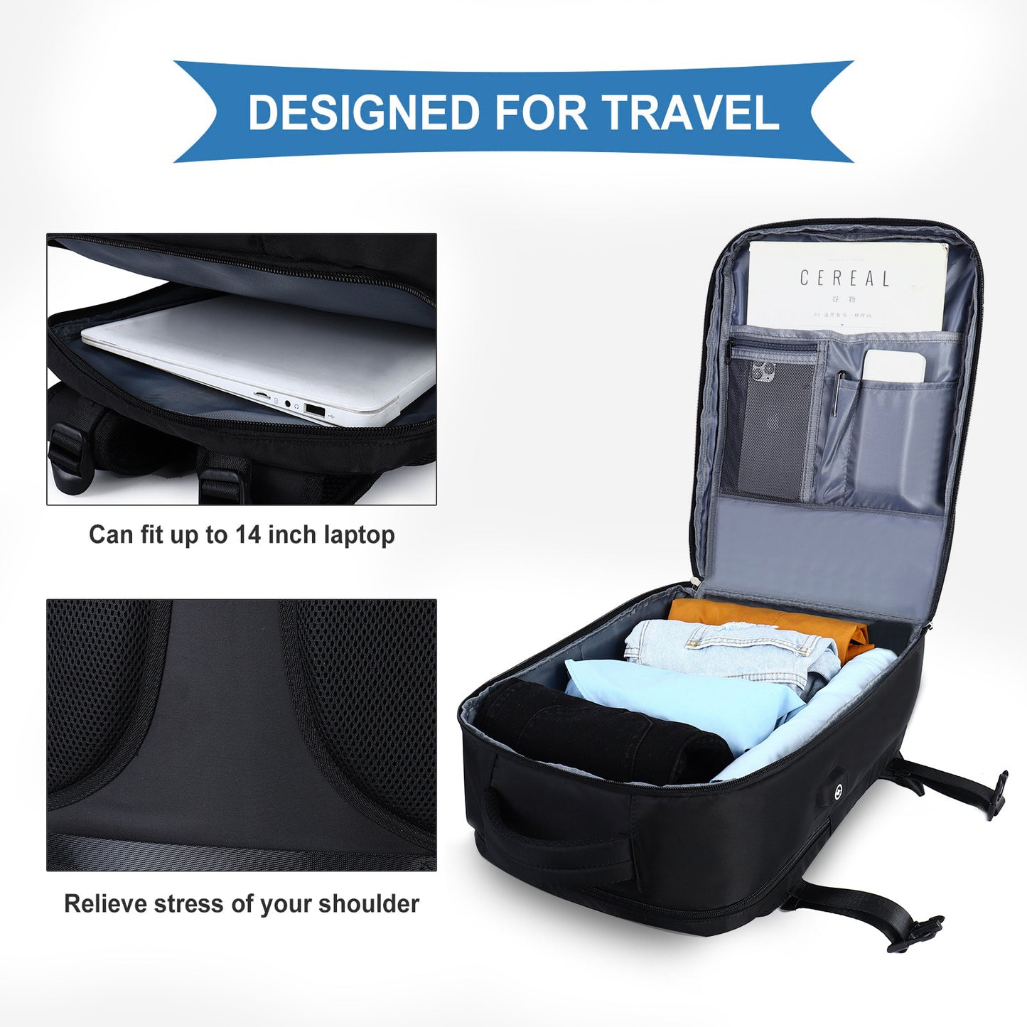 Women's Travel Backpack 20-35L Waterproof USB Charging Port Lightweight Durable