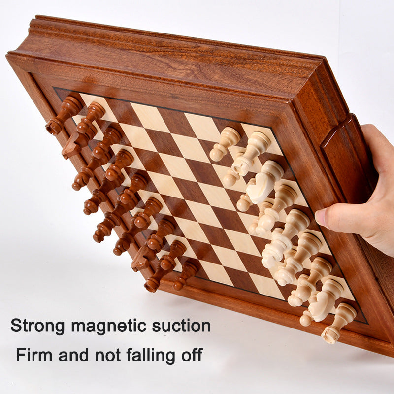 Magnetic Chess Set Drawer Style 32cm Wood Veneer Board Game Storage Chessboard