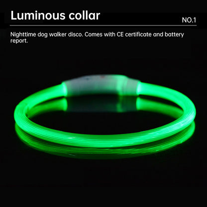 LED Light Up Dog Collar USB Rechargeable Multi-Colour Night Visibility S M L