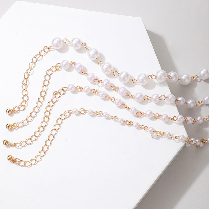Multi-Layer Pearl Beaded Anklet Chain Womens Jewellery Jewelry Gift Dainty