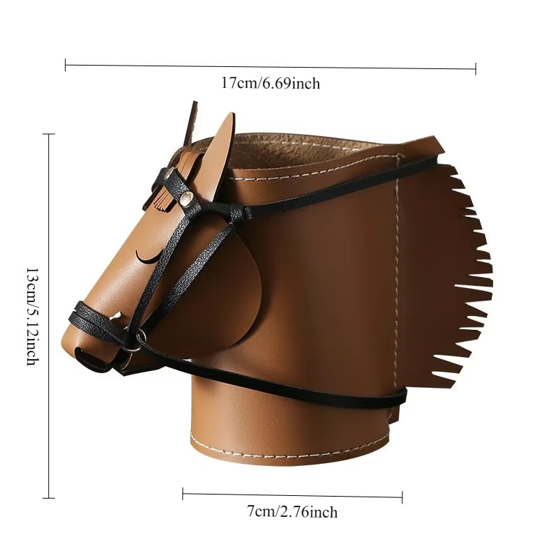 PU Leather Horse Head Storage Box Makeup Organiser Desk Table Jewellery Holder