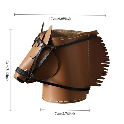 PU Leather Horse Head Storage Box Makeup Organiser Desk Table Jewellery Holder