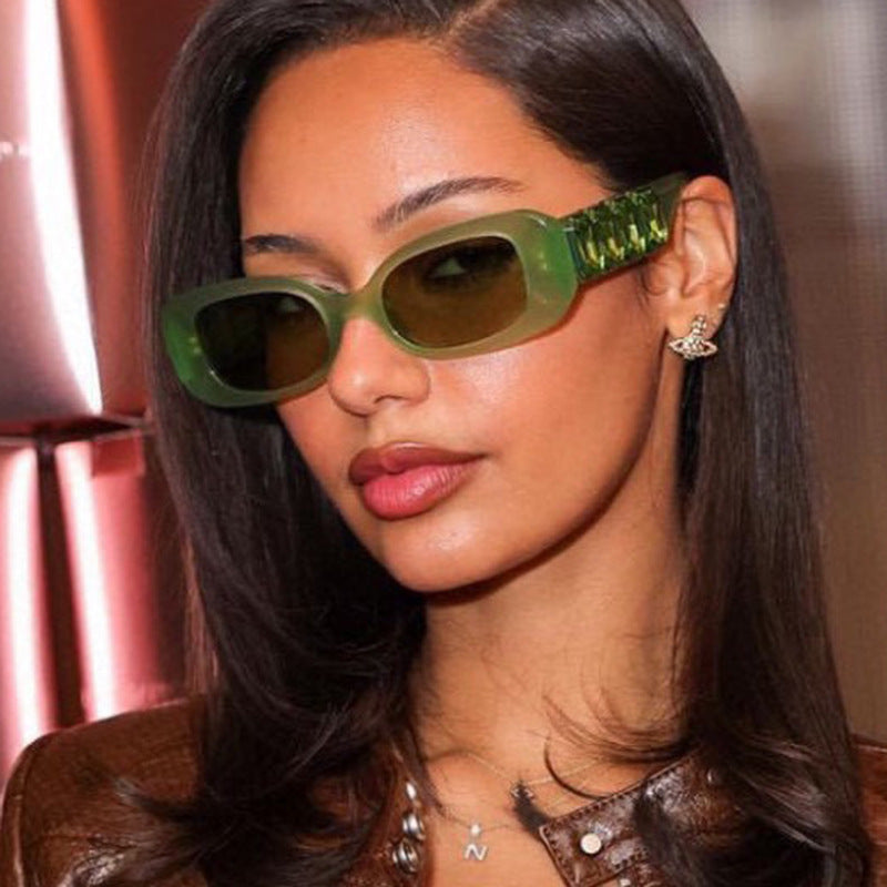 Square Frame Sunglasses Fashionable High-End Street Style UV Protection Women