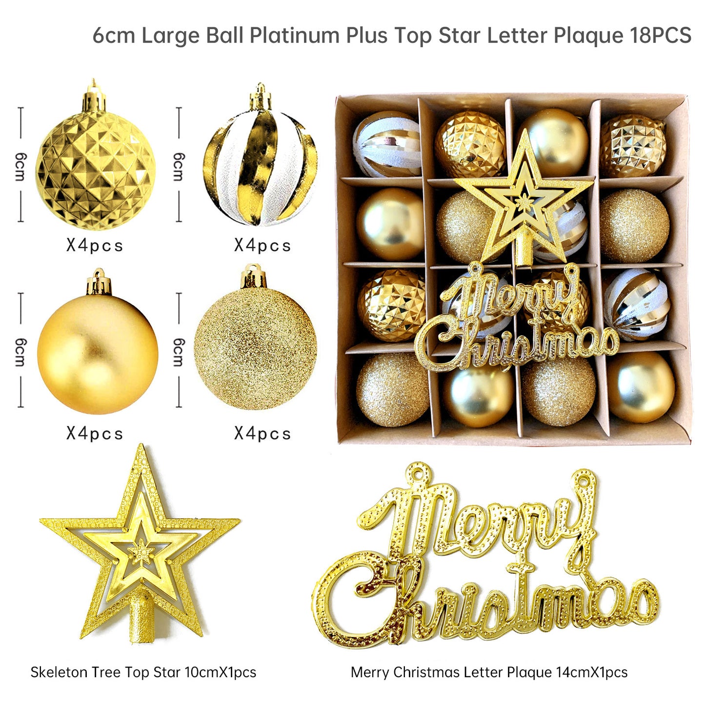 Christmas Tree Ornament Set Premium Bulk Pack Collection Assorted Designs Xmas