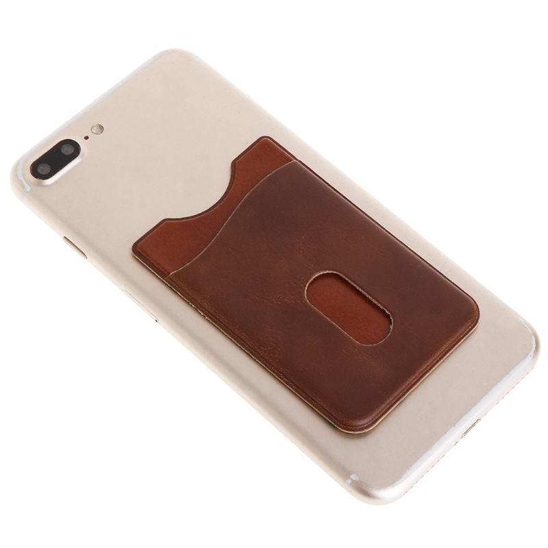 Leather Card Holder Sticker For Mobile Phone Back Pocket Wallet Case Black Brown