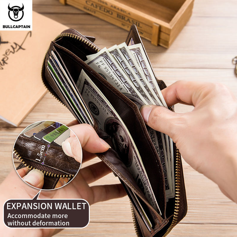 Men's RFID Leather Wallet Coin Purse Multiple Card Slots Secure Storage Holder