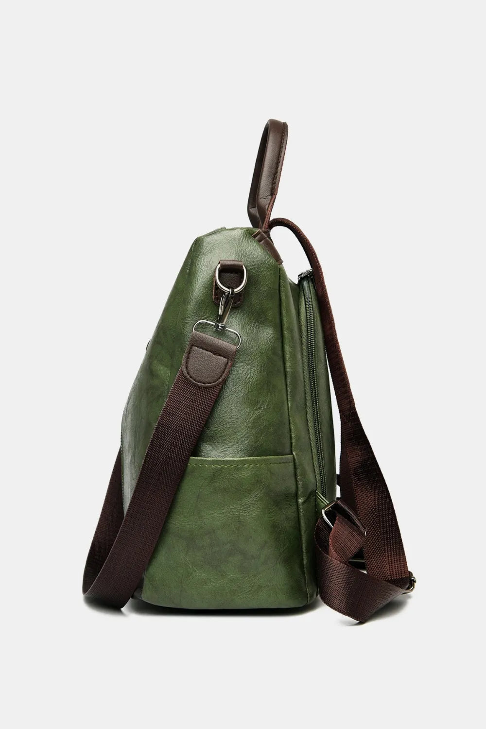 Faux Leather Backpack Zippered Pockets Adjustable Shoulder Straps Spacious Interior