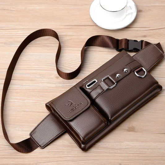 Men's Faux Leather Sports Waist Bag Multi-Functional Outdoor Hiking Travel Gear