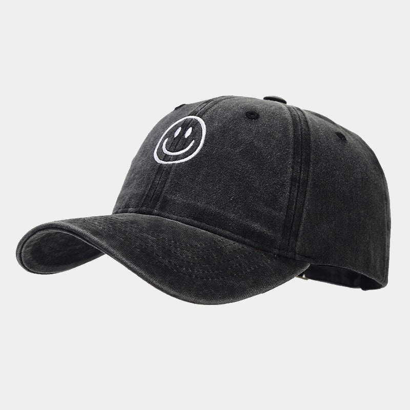 Unisex Cotton Blend Washed Baseball Cap Smiley Design Adjustable Fit Men's
