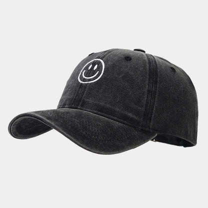 Unisex Cotton Blend Washed Baseball Cap Smiley Design Adjustable Fit Men's