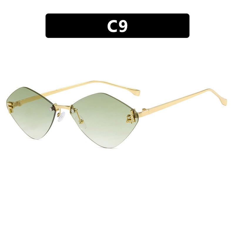 Diamond Shaped Frameless Sunglasses UV400 Scratch Resistant Lenses Sun Protection
