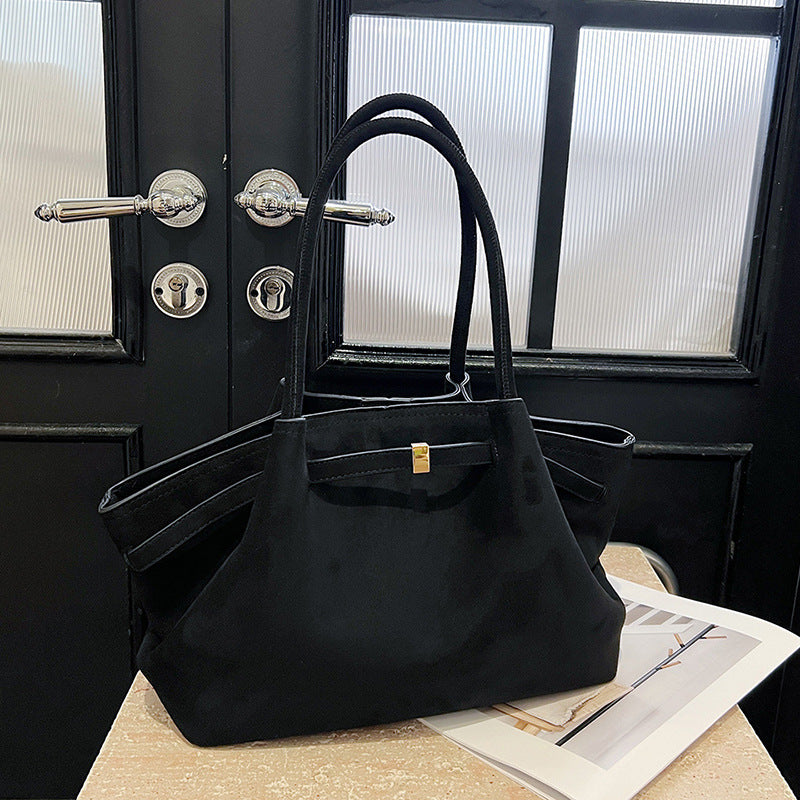 Suede Tote Bag Large Capacity Womens Handbag Retro Style Autumn Winter