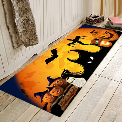 Halloween Printed Flannelised Polyester Rectangular Floor Mat Bathroom Door