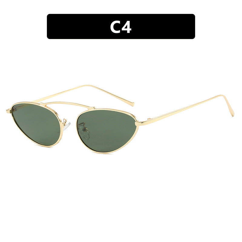 Women's Cat Eye Sunglasses Single Beam Metal Frame UV400 Sun Protection Stylish