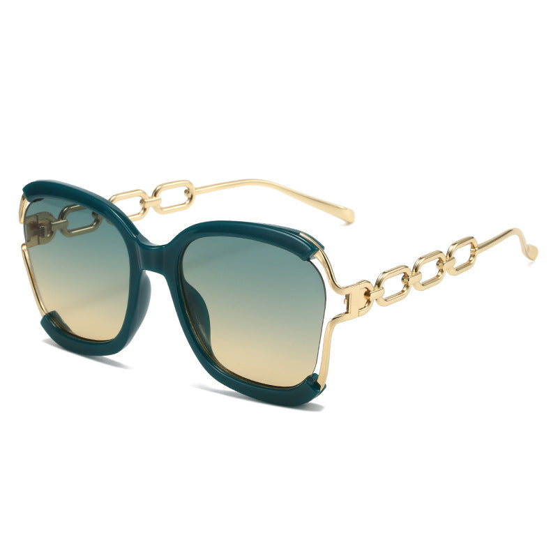Womens Sunglasses UV400 Protection Metal Hollow Oval Frame Stylish Outdoor Eyewear
