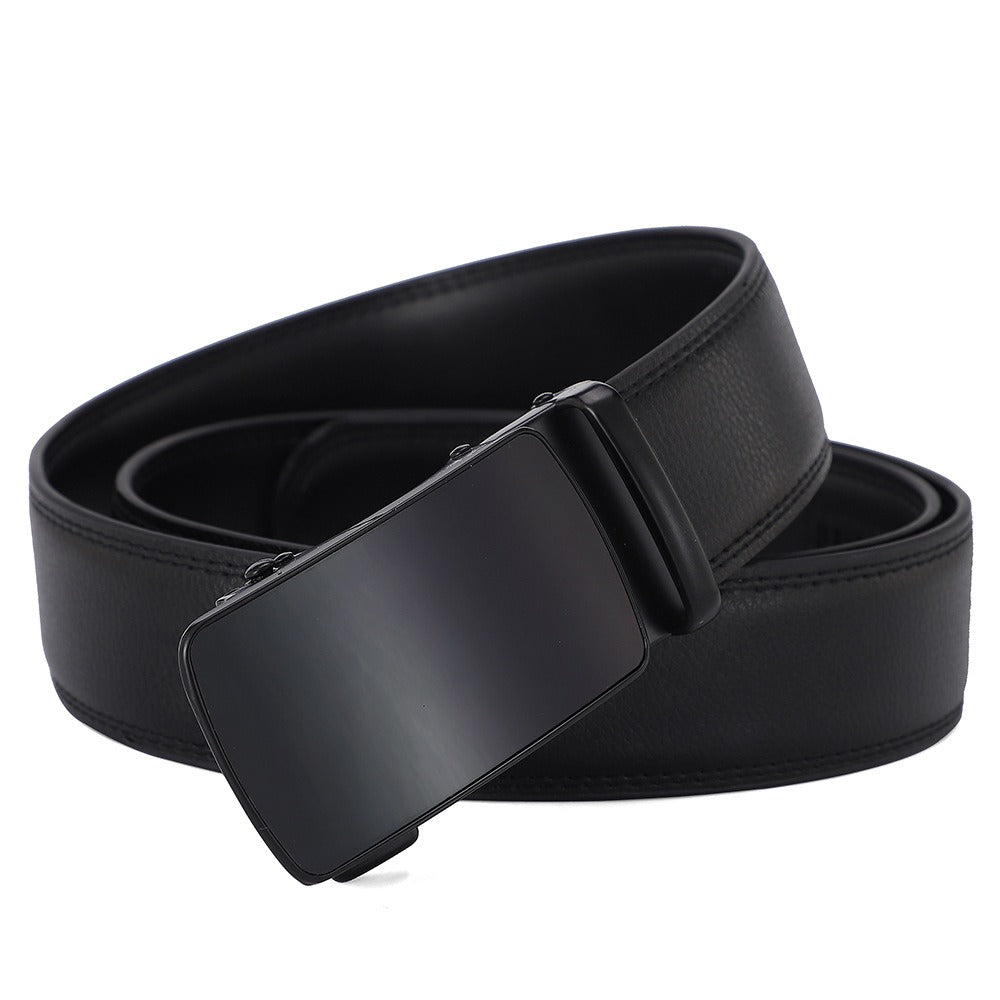Men’s Genuine Leather Belt Automatic Buckle Two-Layer Cowhide Black Brown