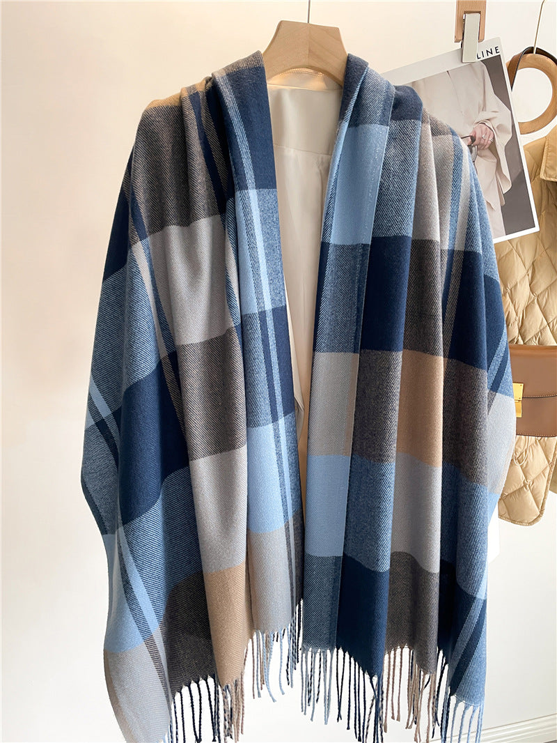 Unisex Polyester Knit Checkered Scarf Essential Winter Fashion Neck Accessory