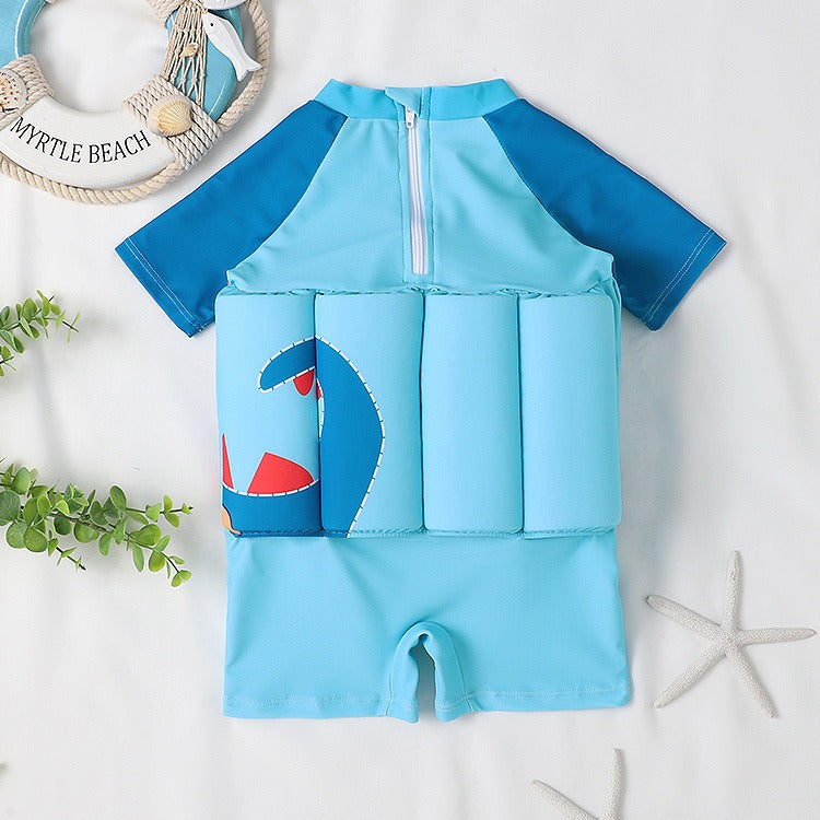 Kids Buoyancy Swim Outfit Safety Swimming Gear One Piece Short Sleeve Apparel