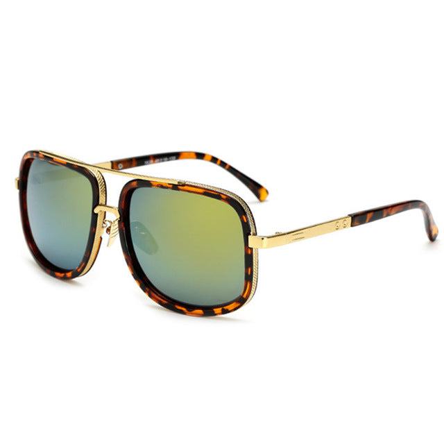 Mens Square Sunglasses Polarised Lens Lightweight Alloy Frame 65mm Protection