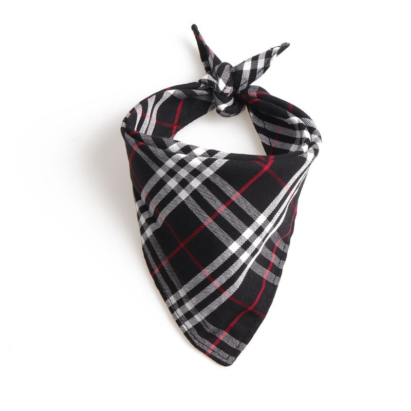 Plaid Dog Bandana Double Layer Pet Scarf Soft Cloth Material Accessories Pets