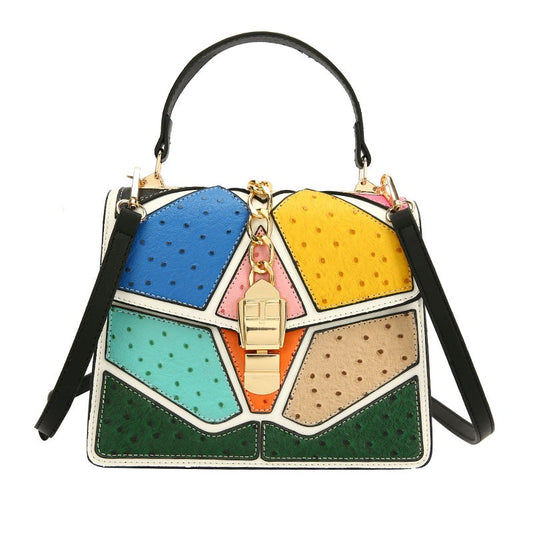 Small Square Bag Women's Handbag Single Shoulder Leather Gold Tone Buckle