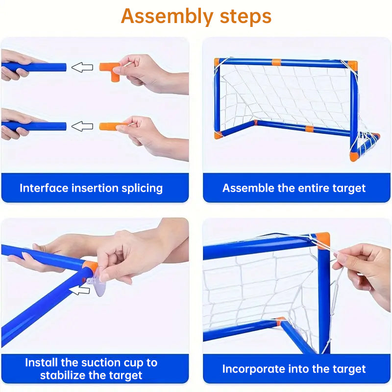 Kids Indoor Outdoor Mini Soccer Goal System Detachable Quality Plastic Posts