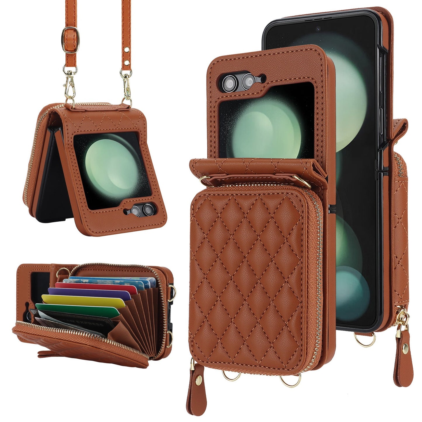 Premium Wallet Case For Samsung Galaxy Z Flip 6 5 4 Crossbody Card Holder RFID