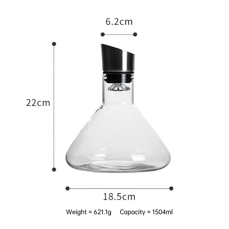 1500ML Crystal Wine Decanter Hand-Blown Ideal for Red Wine with Built-In Aerator