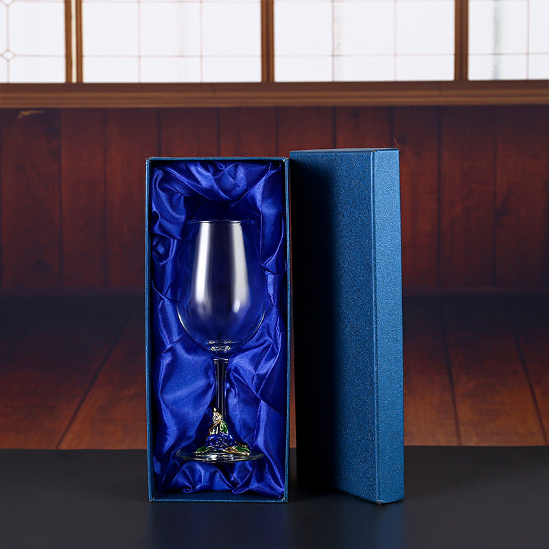 Enamel Crystal Glass Red Wine Goblet Decanter Set Premium Home Bar Essentials