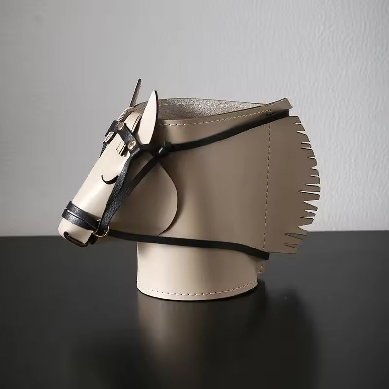 PU Leather Horse Head Storage Box Makeup Organiser Desk Table Jewellery Holder