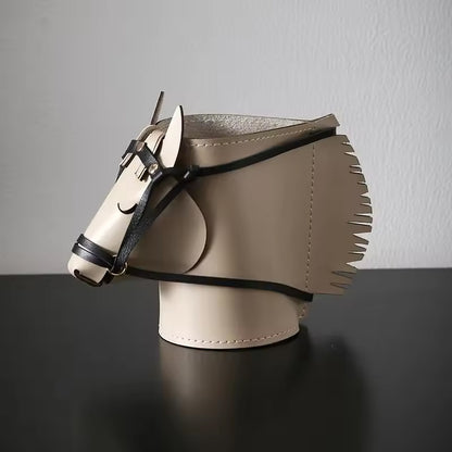 PU Leather Horse Head Storage Box Makeup Organiser Desk Table Jewellery Holder