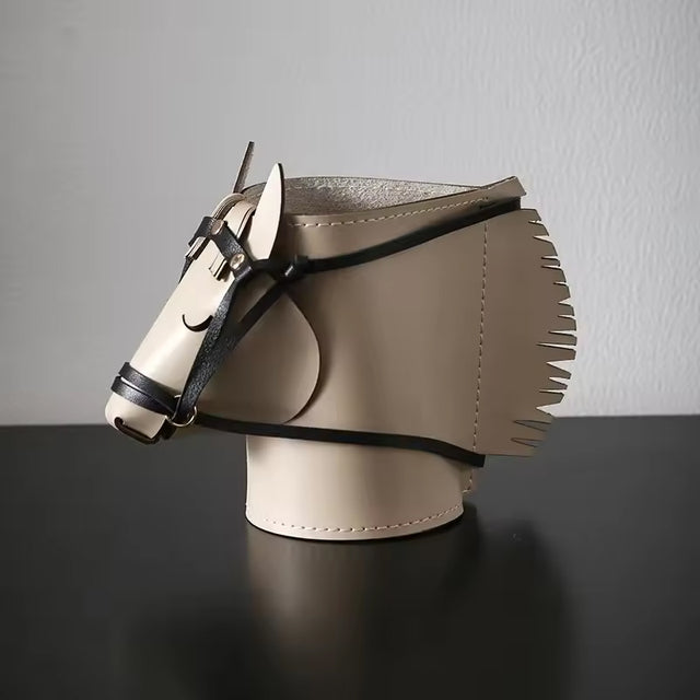 PU Leather Horse Head Storage Box Makeup Organiser Desk Table Jewellery Holder