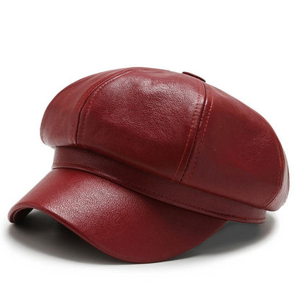 Faux Leather Hat Unisex Baker Boy Cap Newsboy Gatsby Cabbie Fashion Accessory