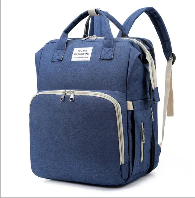 Baby Diaper Backpack Integrated Folding Crib Waterproof Spacious Travel Nappy Bag