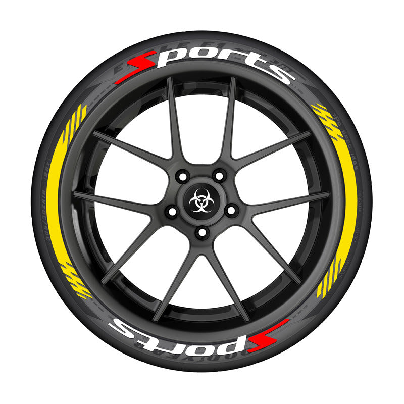 3D Sports Series Vehicle Tire Stickers Durable Rubber Weatherproof 33cm Long