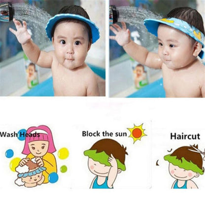 Adjustable Toddler Bath Cap, Baby Shower Shampoo Shield, Water Protection Hat