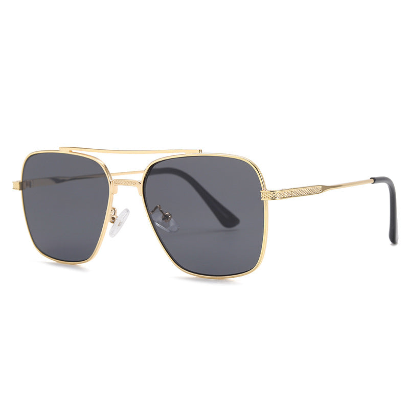 Men's Retro Double Beam Metallic Sunglasses UV400 Full Sun Protection Eyewear