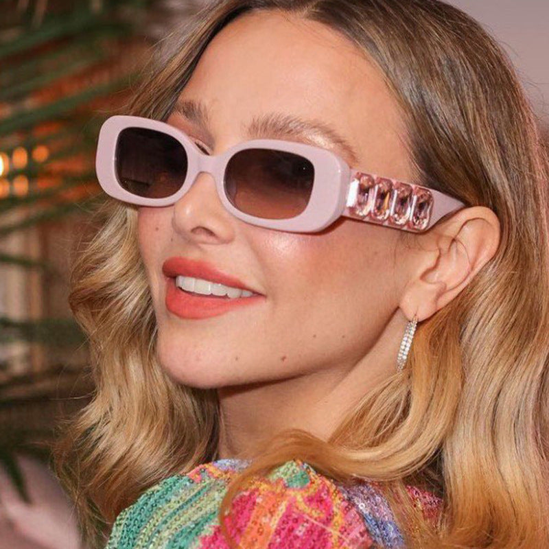 Square Frame Sunglasses Fashionable High-End Street Style UV Protection Women
